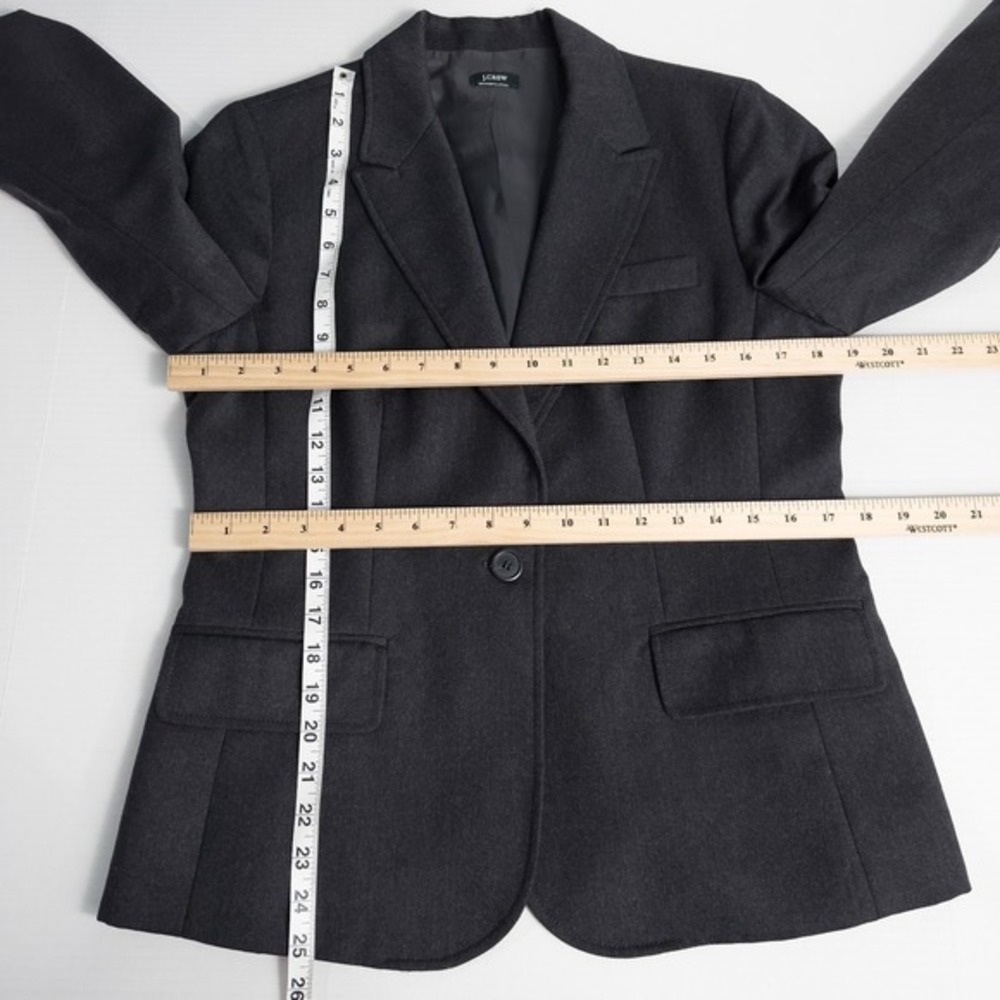 J Crew Wool One Button Blazer Jacket Womens Medium Dark Gray Office Career READ - Picture 4 of 16